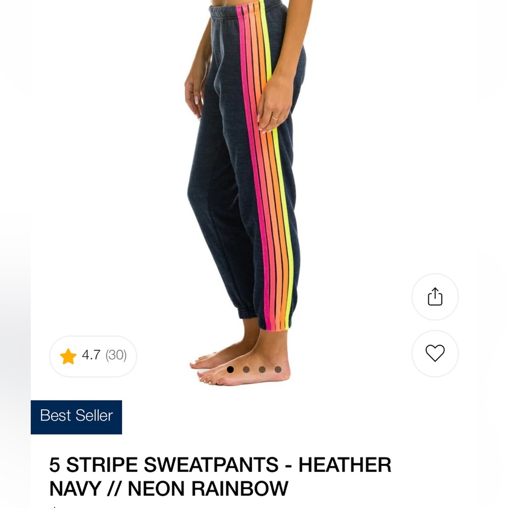 Aviator Nation Women’s Navy Sweatpants with Rainbow Stripes